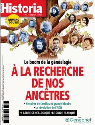 Couverture de la revue française Historia avec pour thème : Le boom de la généalogie – À la recherche de nos ancêtres.